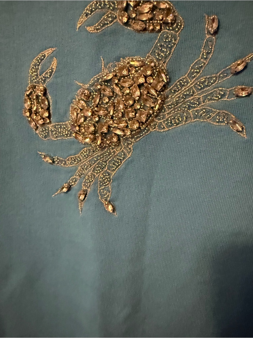 Lilly Pulitzer Ballad Light Blue Rhinestone Crab Sweatshirt women’s size small - Picture 2 of 3